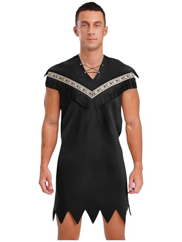 inhzoy Herren Indianer Kostüm Halloween Fasching Höhlenmensch Apache Kämpfer Kleidung Kleid Tunika Schwarz M inhzoy Herren Indianer Kostüm Halloween Fasching Höhlenmensch Apache Kämpfer Kleidung Kleid Tunika Schwarz M von inhzoy