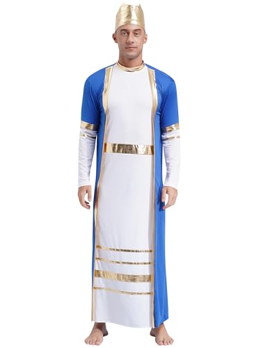 inhzoy Herren Kostüm Römischer König Römischer Tunika Kronen Set Party Karneval Kostüm Cäsar Römer Griechen Cosplay Verkleidung Königsblau_A 3XL von inhzoy