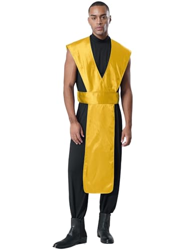 inhzoy Herren Ninja Kostüm Japanischer Kämpfer Verkleidung Metallic Jumpsuit Für Halloween Karneval Mottoparty Gelb L inhzoy Herren Ninja Kostüm Japanischer Kämpfer Verkleidung Metallic Jumpsuit Für Halloween Karneval Mottoparty Gelb L von inhzoy