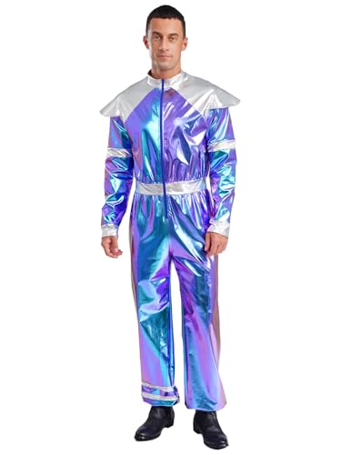 inhzoy Unisex Herren Damen Astronauten Kostüm Metallic Overall Halloween Fashingskostüm Weltraumfahrer Kostüm Space Cosplay Outfit Z_Blau XXL inhzoy Unisex Herren Damen Astronauten Kostüm Metallic Overall Halloween Fashingskostüm Weltraumfahrer Kostüm Space Cosplay Outfit Z_Blau XXL von inhzoy