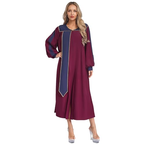 inlzdz Damen Priester Kostüm Lange Robe Gewand Chorrobe Klerus Prediger Mantel Chor Taufen Kostüm Burgundy L von inlzdz