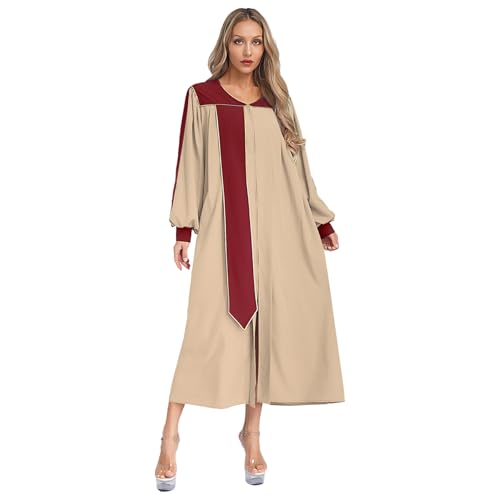 inlzdz Damen Priester Kostüm Lange Robe Gewand Chorrobe Klerus Prediger Mantel Chor Taufen Kostüm Khaki XS von inlzdz