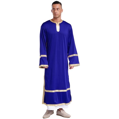 inlzdz Herren Chor Robe Lang Mantel Langarm Priester Robe Gewand Kirche Fasching Karneval Kostüm Erwachsene Taufe Outfit Blau M von inlzdz