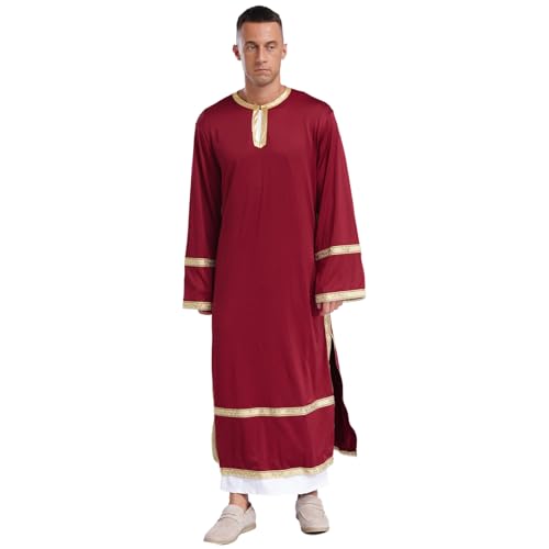 inlzdz Herren Chor Robe Lang Mantel Langarm Priester Robe Gewand Kirche Fasching Karneval Kostüm Erwachsene Taufe Outfit Burgundy M von inlzdz