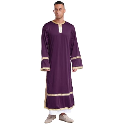 inlzdz Herren Chor Robe Lang Mantel Langarm Priester Robe Gewand Kirche Fasching Karneval Kostüm Erwachsene Taufe Outfit Violett L von inlzdz