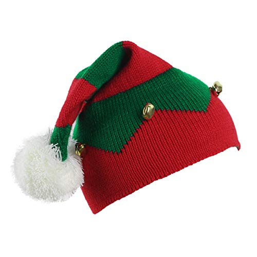 inlzdz Kinder Weihnachtsmütze Kleinkind Jungen Mädchen Elfenmütze Hut Weihnachtselfen-Beanie mit Glöckchen für Weihnachtsmarkt Weihnachtsfeier Party Rot&Grün One Size von inlzdz