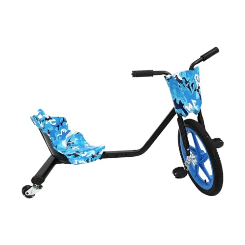 Drift Trike Carbon Fiber Blau Camouflage Drift Dreirad Pedal Drift Trike Drift Kart für Kinder, rutschfeste Gummigriffe Pedal Go Kart Drift Scooter 3 Räder Fahrrad für Kinder im Alter von 6 und höher von innytund