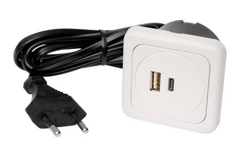 InterBär 9016-018.81 3fach USB-Ladesteckdose 1er Set mit USB, mit USB-C® IP20 Weiß von interBär