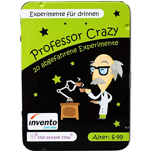 invento just play -The Purple Cow, Professor Crazy Activity Cards: Experimente für drinnen, 20 Karten mit erstaunlichen Wissenschaftsexperimenten im Haushalt, für Kinder ab 6 Jahre von invento just play