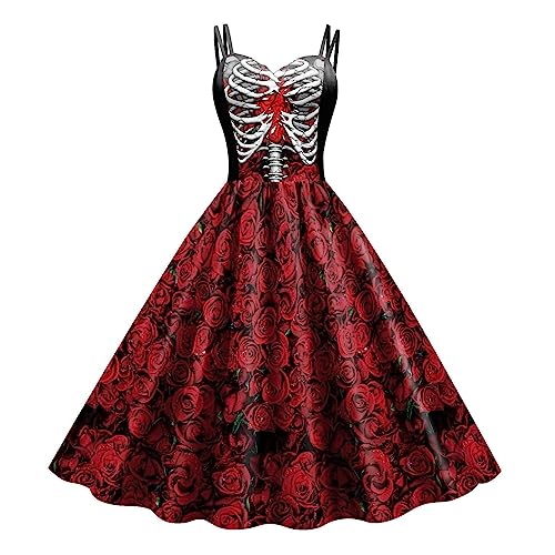 Ärmelloses Kleid für Damen, Cosplay, Gothic, Halloween, Karnevalsparty-Kleid für Damen, Mardi Gras für Halloween-Geschenke von ipago