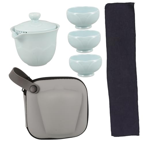 iplusmile 1 Satz Reise-Tee-Set Teetablett aus Keramik Teebecher Teetasse Geschirrset aus Keramik Set zum Aufbrühen von chinesischem Tee Teeservice aus Keramik Porzellan Sky-Blue von iplusmile