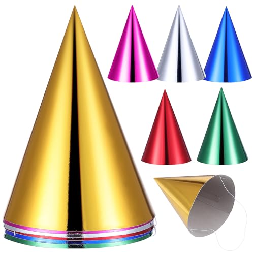 iplusmile 12 Stück Geburtstagshüte, Bunte Kegelhüte aus Aluminiumfolie, Metallische Partyhüte für Kinder, Ideal für Geburtstagsfeiern Und Themenpartys iplusmile 12 Stück Geburtstagshüte, Bunte Kegelhüte aus Aluminiumfolie, Metallische Partyhüte für Kinder, Ideal für Geburtstagsfeiern Und Themenpartys von iplusmile