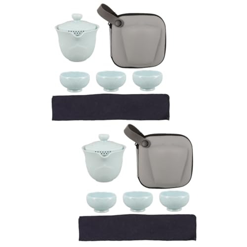 iplusmile 2 Sätze Reise-Tee-Set Keramik Teeset Tragbares Teeset Praktisches Teeset Kompaktes Teeset Teetasse Geschirrset aus Keramik Set zum Aufbrühen von chinesischem Tee Porzellan von iplusmile