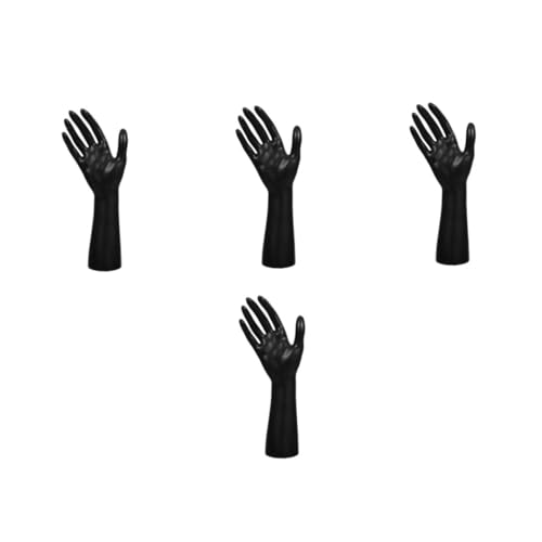 iplusmile 4 Stück Handmodell-Requisiten Schmuckständer Handmodell schwarz Uhrenständer Mannequin Hand Modell Handmodell für Schmuck Ringhalter für Männer Handstatue Blumenständer PVC Black von iplusmile