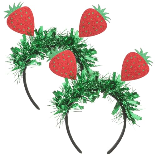 iplusmile Obsthaarief - 2 Pcs Lametta -Erdbeer -Stirnbänder - Glitzerfruchtstirnband - Erdbeerhaar -Reishaarzubehör Für Karneval Osterfestival von iplusmile