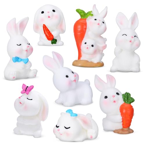 iplusmile Tierspielzeug-Statuen – 8 Mini-Hasenfiguren – Mini-Hasen Aus Kunstharz Tierspielzeug Osterhase Für Ostereierfüller Puppenhaus Kuchen Heimdekoration von iplusmile