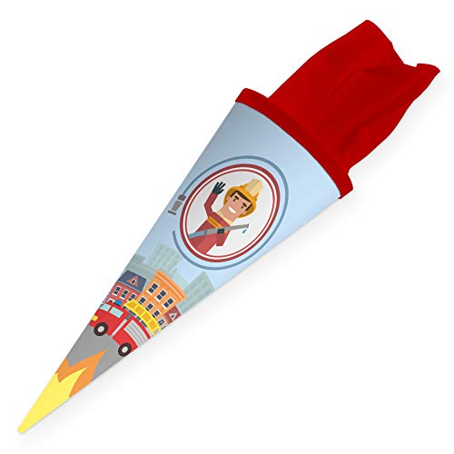 itenga Geschwisterschultüte 35cm für Kinder Geschenkverpackung Schultüte klein Kindergarten Zuckertüte (Feuerwehr) von itenga