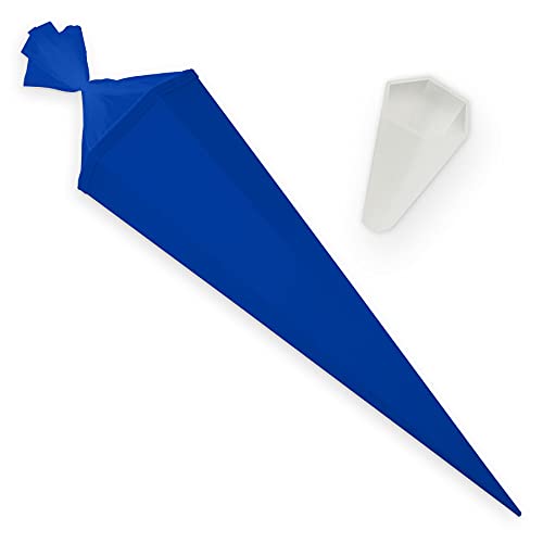 itenga Set Bastelschultüte eckig 85 cm inkl. Spitzenschutz - Schultüte Zuckertüte Rohling 1. Schuljahr (Ultramarinblau) von itenga