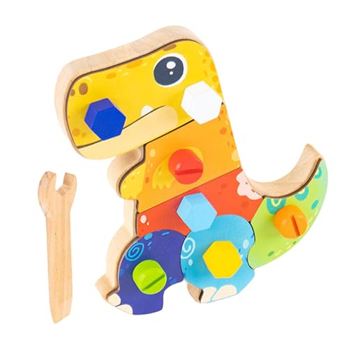 Dinosaurier-Schraubspielzeug,Kinder-Schraubspielzeug,Schraubenspielzeug aus Holz für Kinder - Niedliche, farbenfrohe Lernwerkzeuge, Mehrzweck-Sensortafel für Feinmotorik und Auge-Hand-Koordination von itrimaka