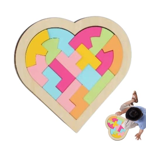 Holzpuzzle, Holzpuzzle für Erwachsene | Herzförmiges Puzzle-Rätsel aus Holz | Puzzle-Rätsel, geometrische Formmuster-Rätsel, pädagogischer geometrischer Puzzle-Block von itrimaka