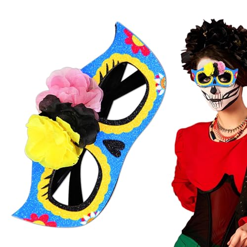 itrimaka Damen-Maskerade-Maske,Maskerade-Maske für Damen - Party-Gesichtsmaske, Rollenspiel-Halloween-Maske - Halloween-Kostüm-Gesichtsmaske verziert mit künstlichen Blumen und Totenkopf für von itrimaka