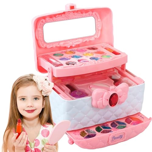 Kinder-Make-up-Set,Make-up-Sets für Kinder - 32-teiliges waschbares Make-up-Set für Mädchen - Kinderkosmetikset, interaktives Lern- und Lernspielzeug für das Makup-Lernen von Vorschulkindern von itrimaka