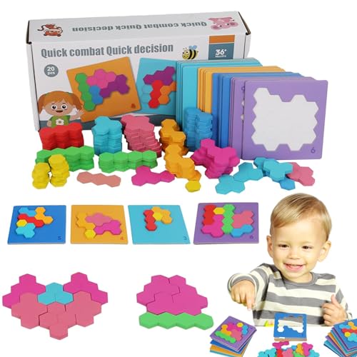itrimaka Sechseck-Puzzle-Spielzeug, Holzblock-Puzzle | Lustiges -Spielzeug aus Holz, Tangram-Puzzle für Kinder,Lernbrettspielzeug für Problemlösung, Sortierfähigkeit, Vorstellungskraft und von itrimaka