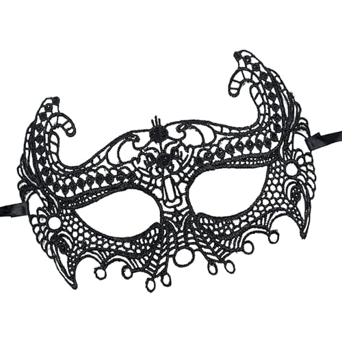 itrimaka Spitzen-Gesichtsbedeckung, schwarzes Maskenkostüm - Schwarze Spitze Karneval Augenmaske Gesichtsbedeckung - Tierförmige Augenmaske, Festival-Dekoration, Motto-Party, Cosplay für von itrimaka