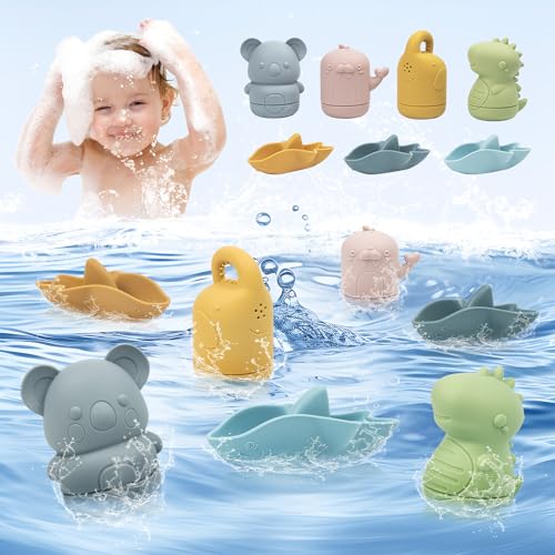 Badewannenspielzeug Baby Spielzeug 6 Monate, Kinder Silikon Stapelturm, Bath Animals Babies Toddlers, Lustiges Pädagogisches Stapelbecher Silikon Weiches und zahnendes von jagdag