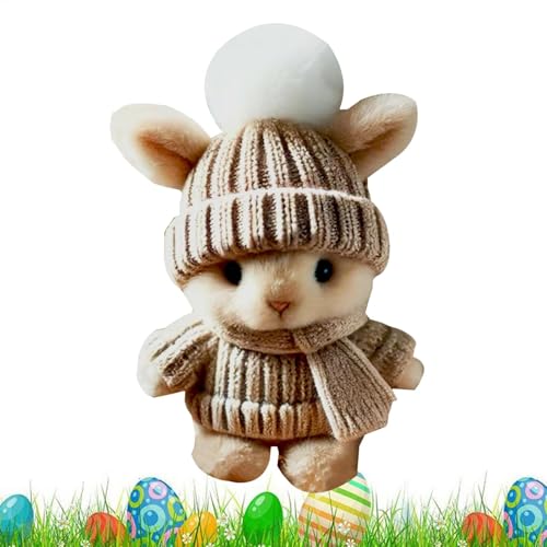 Easterhasen Stofftier, Gestrickte Bunny Puppe mit Karte Plush Pocket Hug Bunny Kaninchen Kuscheltier Motivationsgeschenk für Frauen, Freundin, Mutter, Kinder von jamgeery