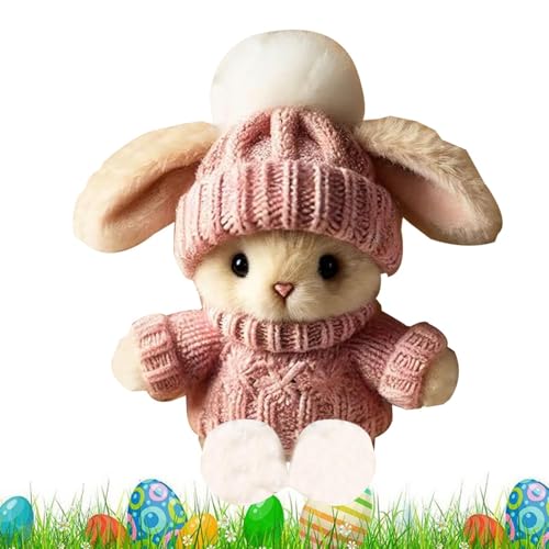 Easterhasen Stofftier, Gestrickte Bunny Puppe mit Karte Plush Pocket Hug Bunny Kaninchen Kuscheltier Motivationsgeschenk für Frauen, Freundin, Mutter, Kinder von jamgeery