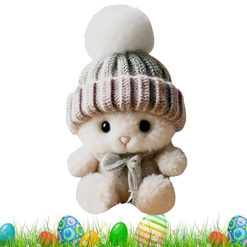 Easterhasen Stofftier, Gestrickte Bunny Puppe mit Karte Plush Pocket Hug Bunny Kaninchen Kuscheltier Motivationsgeschenk für Frauen, Freundin, Mutter, Kinder von jamgeery