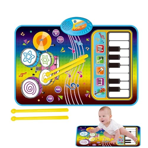 jamgeery Klaviermatte für Kinder, Klavierspielmatte - Entwicklungs-Bodenmatte für elektronisches Klavier mit 2 Trommelstöcken,Musikmatte für frühes Lernen zum Geburtstag, Weihnachten, Feiertag, von jamgeery