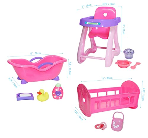 JC TOYS - Accessories 81453 Puppenzubehör, Farbset, 3 Stück, Rosa, 33 cm von jc toys