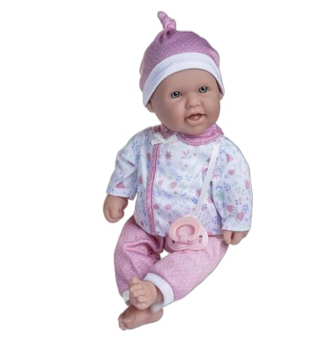 JC TOYS La Baby Puppe, 40 cm, weicher und waschbarer Körper, magische Flasche und Schnuller, Rosa, Blumenmuster, entworfen in Spanien, ab 12 Monaten JC TOYS La Baby Puppe, 40 cm, weicher und waschbarer Körper, magische Flasche und Schnuller, Rosa, Blumenmuster, entworfen in Spanien, ab 12 Monaten von JC Toys