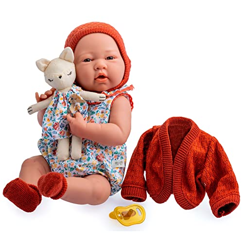 jc toys- Muñeca La Newborn recién nacida de 38 cm, de vinilo Suave, colección Nature, Con ropa floral, chupete y Peluche, niña, diseñada en España por Berenguer, +2 años von jc toys