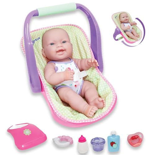 JC Toys, Lots to Love Babies Puppe und Autositz, 4 Verschiedene Positionen und Zubehör, beweglich und wasserdicht, ab 2 Jahren von jc toys