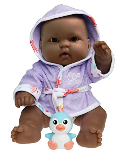 JC Toys Bath Time Geschenkset mit bezaubernden afrikanischen amerikanischen Lots to Love Babies, 35,6 cm, alle waschbaren Vinyl-Puppen mit Kapuze und Windel, inklusive Schnuller und Badefreund von jc toys