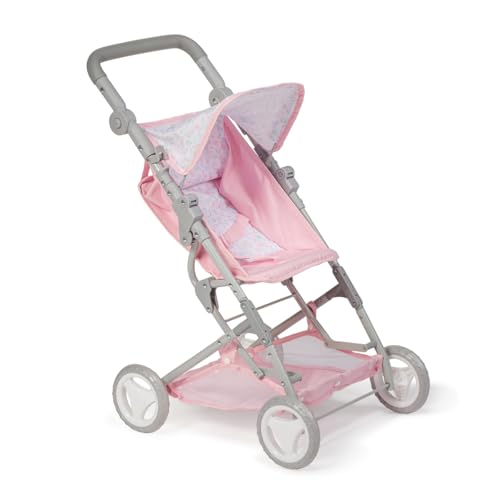 JC Toys - Faltbarer Kinderwagen, für Puppen bis 45 cm, ideal zum Spielen und Spazieren, Rosa mit Blumendekoration, entworfen von Berenguer, ab 3 Jahren von jc toys