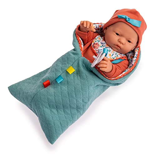 JC Toys- Muñeca Mini La Newborn recién nacida de 24 cm, de vinilo Suave, colección Nature, Con ropa floral, chupete y saco, niña, diseñada en España por Berenguer, 2 años von jc toys