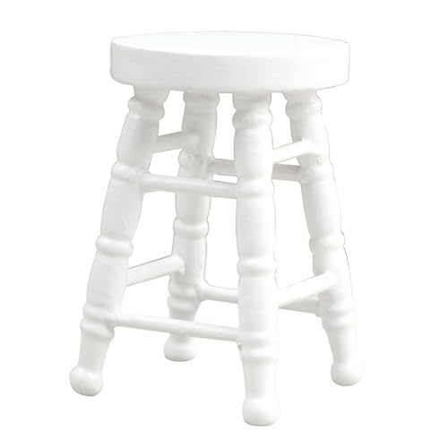 Realistischer Holzhocker Zakka Realistisch Vorgetäuscht Spiel Für Rollenausstellungen Runde Top Stool Model Vintage Stuhl 1:12 Puppenhaus von jdstty