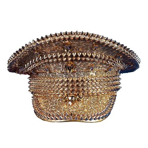 jdstty Bejeweled Captain Hat Shimmering Crystals Hat For House Cocktail Parties Encrusted Diamonds For Stage von jdstty