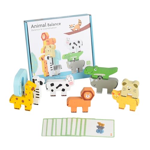 jdstty Cartoon Holzblöcke Spielset Für 3 Jahre Alte Spielzeugpädagogik Puzzle Set Stapel Animal Gifts Party Supplies von jdstty