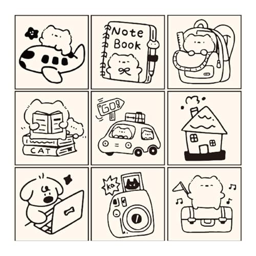 jdstty Holzmarken Set Von 9 Für Kinder Und Handwerksliebhaber Scrapbooking Stempel Kindermarken Set Cartoon Kätzchen Hunde von jdstty