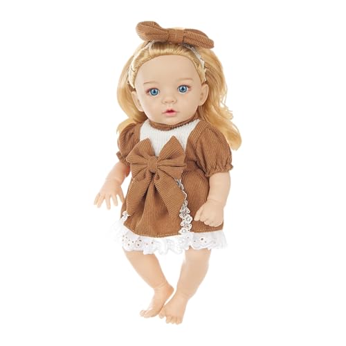 jdstty Realistische Vinyls Baby Blonde Puppen 12 Zoll Mit Schleife Kleid Für Kinder Spielen Realistische Baby Neugeborene Schlafen Spielzeug Weich von jdstty