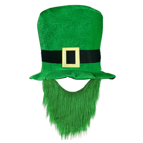 jdstty St. Patrick Day grüner Barthut mit Schnalle Kleeblatt-Hut Irischer Nationalfeiertag Party Cowboyhut Kopfzubehör von jdstty