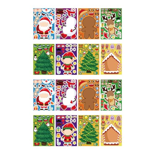 jebyltd Weihnachtsmann Weihnachtsbaum Aufkleber Machen EIN Gesicht Aufkleber Für Kinder Jungen Und Mädchen Überraschungen Kinder Puzzle Aufkleber Set Weihnachtsmann Gesichtsaufkleber von jebyltd