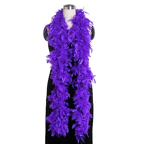 Federboa Feder Boa Kostüm-Accessoire für 20er Jahre 1920s Gatsby Karneval Halloween Fasching Kostümzubehör Theater Kostüm (2m/6.6ft, lila) von jerbro