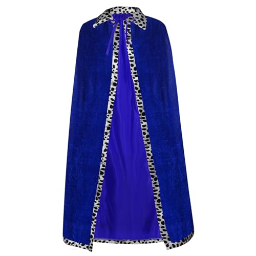 Königsrobe Königsmantel Königinsmantel Kostüm für Damen Herren Halloween Erwachsene Mottoparty Fasching Cosplay Karneval Verkleiden (blau, 120 cm) von jerbro