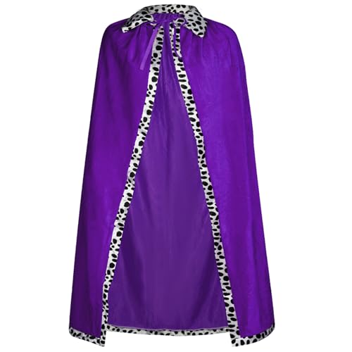 Königsrobe Königsmantel Königinsmantel Kostüm für Damen Herren Halloween Erwachsene Mottoparty Fasching Cosplay Karneval Verkleiden (lila, 120 cm) von jerbro